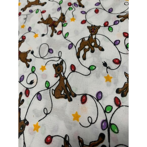 Christmas Reindeer Cotton Fabric 1/2 Yard 44" Wide with Holiday Lights & Stars - Picture 5 of 7
